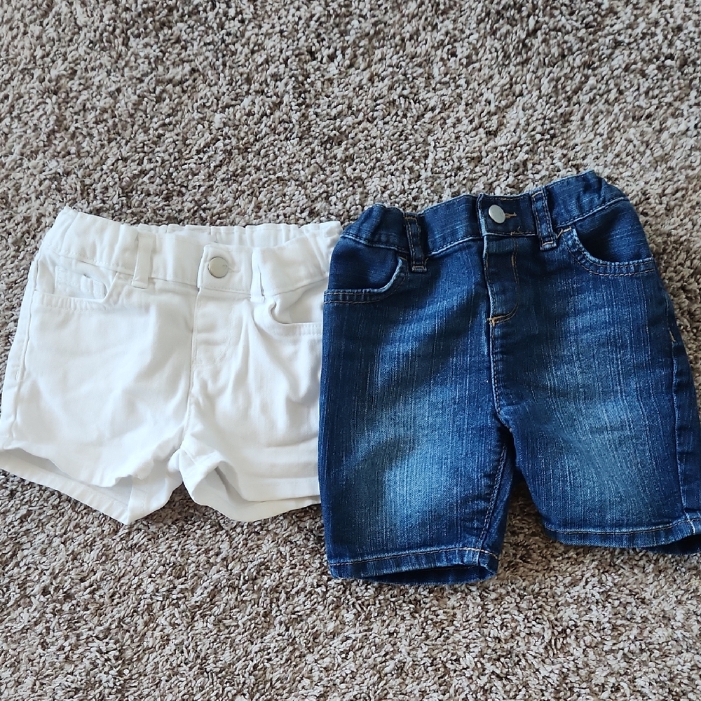 The Children's Place White Cotton Shorts & Blue Denim Shorts - 2-Pack